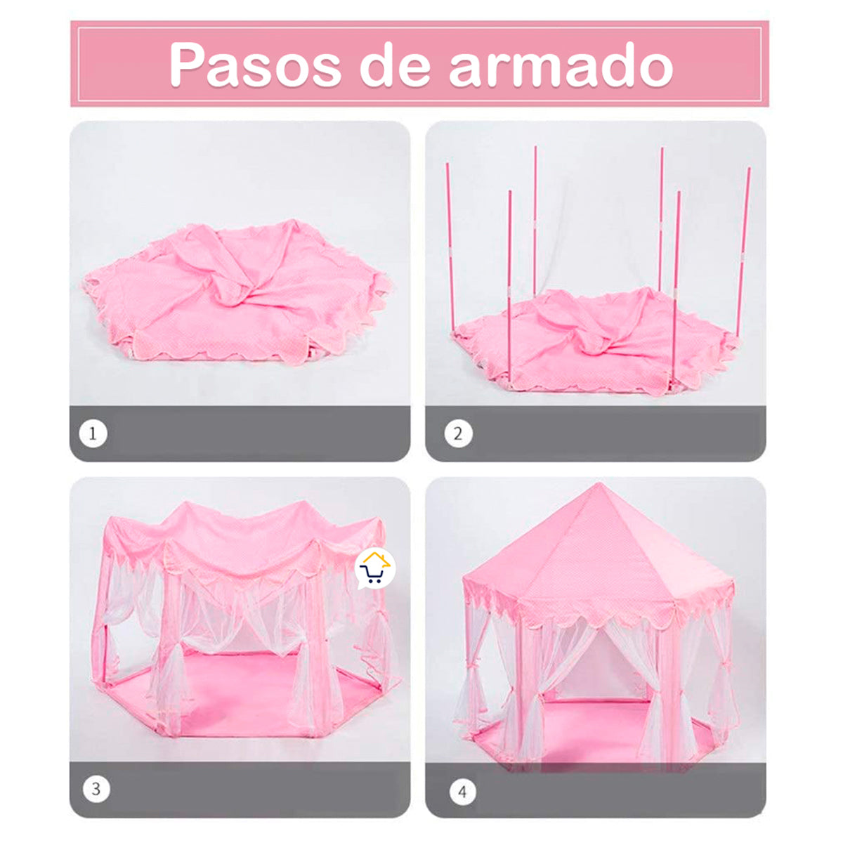 Castillo Armable Grande Con Luces Niñas Carpa Portable Cortinas CAC01TX20BCA