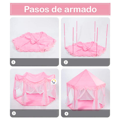 Castillo Armable Grande Con Luces Niñas Carpa Portable Cortinas CAC01TX20BCA