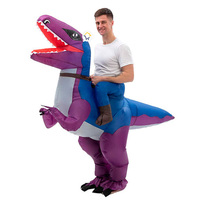 Disfraz De Dinosaurio Morado Inflable Montable Halloween Adulto DIMO