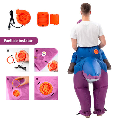 Disfraz De Dinosaurio Morado Inflable Montable Halloween Adulto DIMO