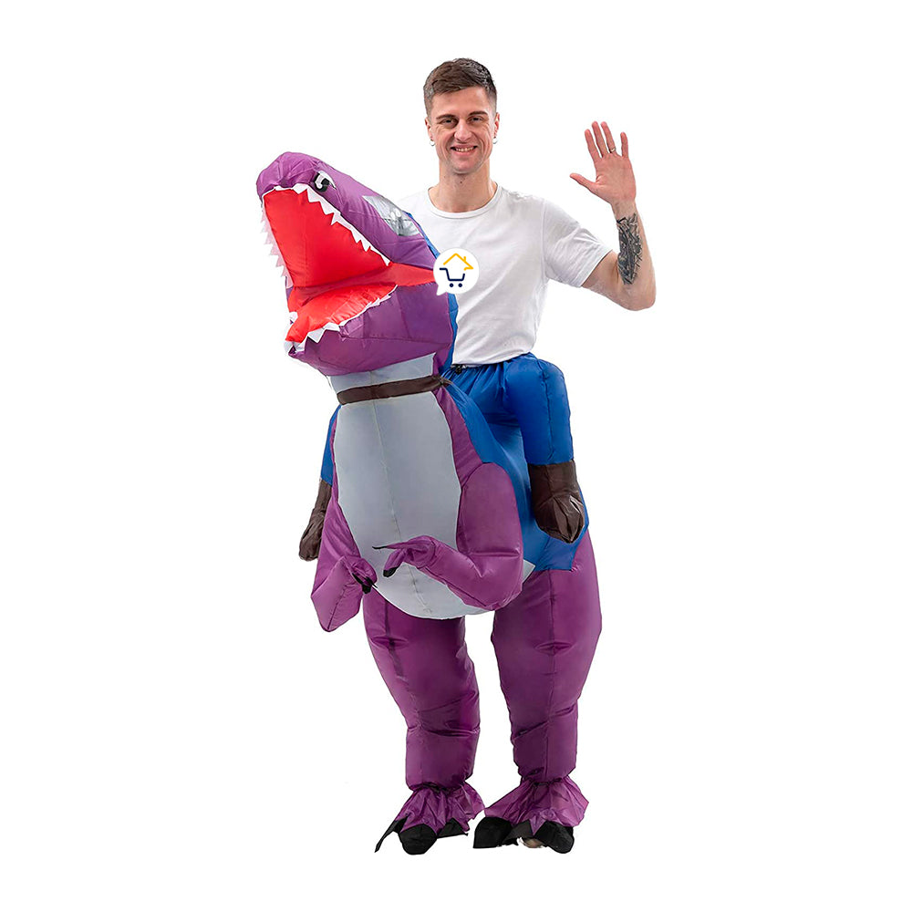 Disfraz De Dinosaurio Morado Inflable Montable Halloween Adulto DIMO