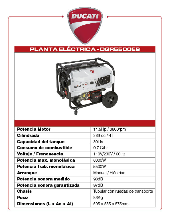 Planta Electrica Ducati Dgr5500 5,5 Kw